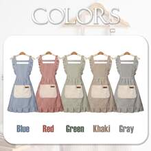 1pc Personalized Embroidered Ruffle Apron, Adjustable Striped Kitchen Apron (With Pockets), Customized Baking Apron, Farmhouse Style Kitchen Accessory, Vintage Women's Apron, Home Cooking Apron, Barista Apron, Handmade Style Kitchen Gift, Housewarming Gift, Chef Apron - Multicolor - View 5