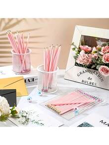 25/10/1pc HB Graphite Pencil Set With Eraser, 1 Pencil Sharpener - Suitable For School, Art, Office, Drawing, Sketching, Learning - Pink Wooden Pencils Back To School - Multicolor - View 3