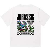 Boy Camiseta De Manga Corta De Estilo Retro Americano, Resistente, Unisex, Con Estampado De Dinosaurios JuráSicos. - Blanco - Ver 12