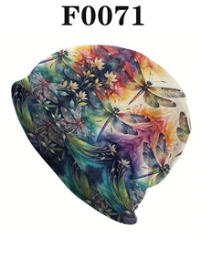 1pc Women's Dragonfly Print Beanie Hat, Casual Slouchy Cap, Versatile Daily Wear - Beanie - View 22
