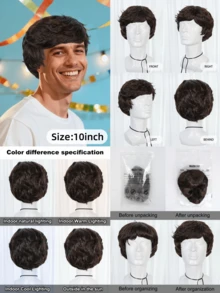 Men's Daily & Cosplay Multi-Color Short Wig Set, Natural Matte Synthetic Hair With Bangs, Breathable Lightweight Comfort Design, Summer Friendly Easy Styling, Ideal For Anime Role-Playing, Daily Looks, Theme Parties & Holiday Costumes, Versatile Men's Wig - Multicolor - View 8