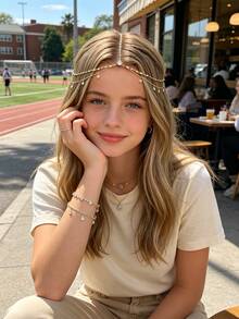 Luxury Headchain, Fashionable Bohemian Style Wedding Headpiece, Gold Headpiece, Girl Jewelry - Multicolor - View 9