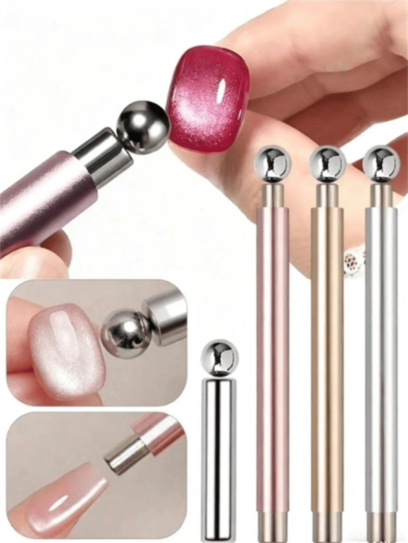 Bộ dụng cụ vẽ móng nghệ thuật mắt mèo 2 trong 1 (1/2 món), dụng cụ từ tính đa chức năng với nam châm mạnh, dùng cho sơn gel móng tay hình mắt mèo, phụ kiện vẽ móng nghệ thuật bằng thép, dụng cụ bằng gỗ dùng tại nhà và tiệm nail.