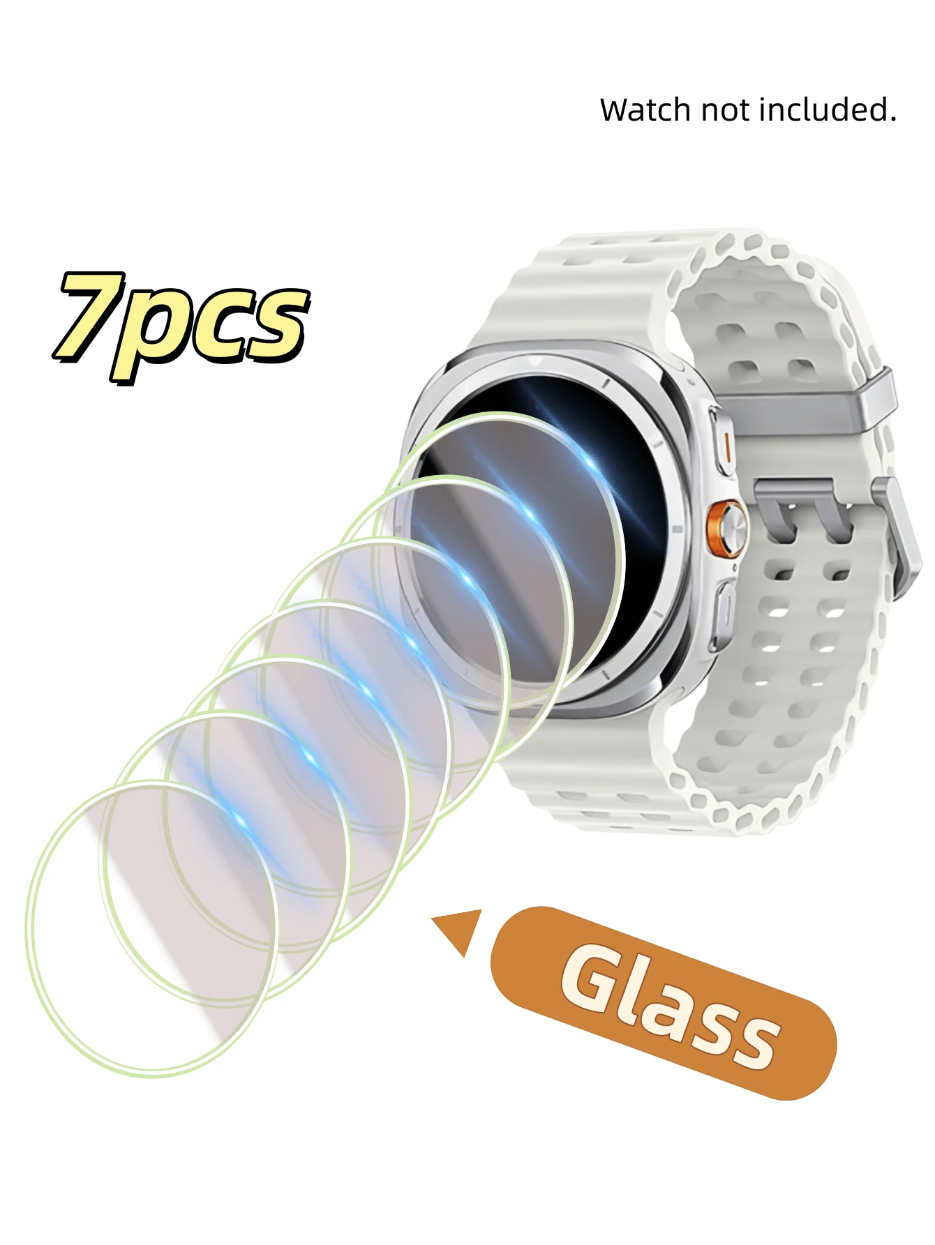 Glass (7 Pack) Compatible With Galaxy Watch 8/7/6/5/4/Galaxy Watch8/6 Classic/Galaxy Watch Ultra Screen Protector (40mm/44mm/46mm/47mm), Anti Scratch 9H Hardness Protective Tempered Glass