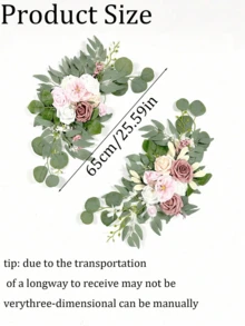 Wedding And Birthday Arch Pink Floral Garland, Rustic Artificial Flower Decor, Green Leaves, Roses And Peonies Garland, Home Decor, Wall Decor, Anniversary Celebration, Party, Birthday, Mother's Day, Graduation Gift, Wedding, Baby Shower - Multicolor - View 4
