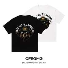 Boy Camiseta De Manga Corta Con Estampado De IlustracióN De Oso Ranger Para Hombres Y Parejas, Estilo Retro Americano, Corte Holgado Y Tejido Grueso - Blanco - Ver 7