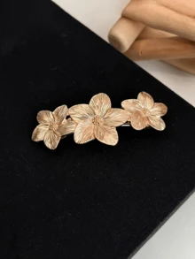 1pc Women's Floral Metal Spring Clip, Princess Style Barrette Hair Accessory, Daily & Holiday Gift,Hair Slide,Claw Clips - Gold - View 3