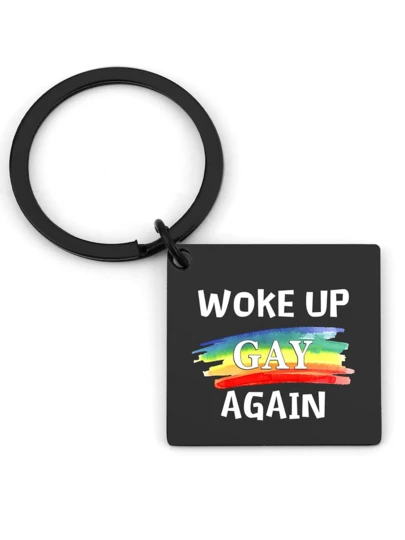 Rinacci Unisex Keychain Gift, LGBT Pride Gift, Pansexual Exclusive Gift, Suitable For Anniversary, Valentine's Day; Slogan: I Woke Up Bent