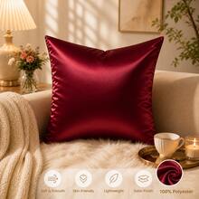 2pcs Silky Soft Breathable Satin Pillowcases, Ideal Gift For Parents And Friends To Use In Air-Conditioned Rooms In Summer, Silk Pillowcases - Burgundy - View 21