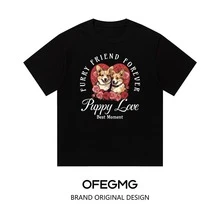 Boy Camiseta De Manga Corta Estilo Americano De Alta Resistencia Con Estampado De Cachorro De 280G Para Hombres Y Mujeres, Estilo Veraniego, Corte Holgado, De AlgodóN Puro. - Blanco - Ver 10