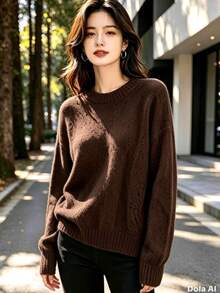 Women's Modal Turtleneck Sweater With Elastic - 咖啡棕 - 查看 1