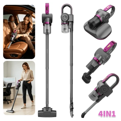 4 In 1 Stick Handheld Vacuum Cordless Vacuum Cleaner With UV Mattress Vacuum 8500Pa Powerful Suction HEPA Filtration Lightweight Portable Cleaner For Bed Sofa Carpet Stairs Car For Pet Owners Families