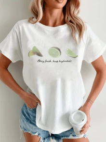 Rodajas de lima que simbolizan frescura vitalidad y energía natural bajo el sol de verano con mensaje que inspira bienestar y positividad camiseta de mujer casual cómoda y moderna - Blanco - Ver 6