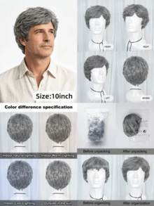 Men's Daily & Cosplay Multi-Color Short Wig Set, Natural Matte Synthetic Hair With Bangs, Breathable Lightweight Comfort Design, Summer Friendly Easy Styling, Ideal For Anime Role-Playing, Daily Looks, Theme Parties & Holiday Costumes, Versatile Men's Wig - Multicolor - View 7