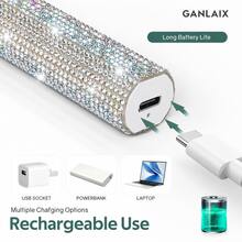GANLAIX UV Nail Lamp With Diamond, Handheld Quick-Drying Nail Polish Dryer, 2 Timing Settings, 180mAh Rechargeable Portable Manicure Tool - Multicolor - View 4