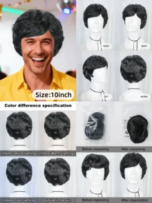 Men's Daily & Cosplay Multi-Color Short Wig Set, Natural Matte Synthetic Hair With Bangs, Breathable Lightweight Comfort Design, Summer Friendly Easy Styling, Ideal For Anime Role-Playing, Daily Looks, Theme Parties & Holiday Costumes, Versatile Men's Wig - Multicolor - View 6
