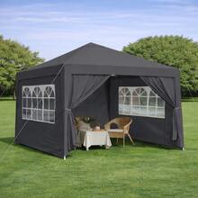 3 X 3 M Foldable Gazebo, Waterproof, Stable And Winter Resistant, With 4 Side Panels And 4 Sandbags, UV Protection 50+, Foldable, Ideal For Garden, Parties And Camping, Steel Frame (Black). - Black - View 12
