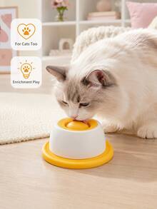 1pc Pet Anti-Tip Slow Feeder Lick Bowl For Dogs & Cats, Interactive Treat Puzzle Bowl With Center Ball, Puppy Keep Game Feed Puppy Toy For Slower Eating, Mental Stimulation & Enrichment Play, Stable Base Pet Feeding Dish For Wet Food, Puree & Snacks, Easy Clean Dog Toys, Dog Accesssories, Dog Stuff For Small Medium Dogs, Cats & Puppies, Puppy Keep Game For Home Daily Feeding, Yellow/Blue Optional - 彩色 - 查看 3