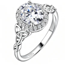 1pc 925 Sterling Silver Fashion Cubic Zirconia Inlaid Celtic Knot Love Ring For Women, Elegant Luxury, Suitable For Daily Wear, Gift - Silver - View 9