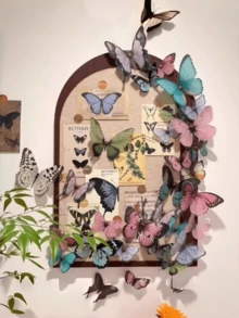 12pcs/1set 3D Realistic Butterfly Wall Stickers, Colorful Butterfly Decals, Children's Room Wall Decor - Multicolor - View 7