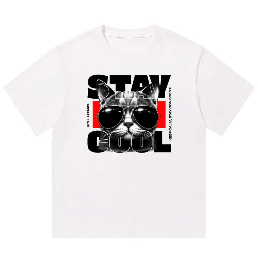Boy Camiseta De Manga Corta De Estilo Urbano Para Hombre, Marca De Moda, Tejido Grueso, Talla Grande, Casual Y VersáTil Para Verano - Blanco - Ver 1