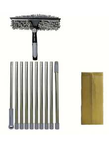 Sikat Pembersih Jendela Profesional 175 Inci (Sekitar 445 Cm) dengan Fungsi Squeegee, Kit Alat Pembersih Jendela 2-in-1 yang Dapat Diputar, Dilengkapi Tiang Ekstensi 10 Bagian, dan Kepala Fleksibel untuk Jendela Dalam/Luar Ruangan dan Kaca Mobil - Alat pembersih - View 12