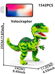 1542PCS Raptor/1465PCS Tyrannosaurus/870PCS Stegosaurus/870PCS Velociraptor/870PCS Tyrannosaurus/860PCS Triceratops/1020PCS Spinosaurus/1010PCS Pterosaur Jurassic Era Dinosaur DIY Assembly Stress Relief Building Block Model Decor Gift - Multicolor - View 15