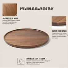 Round Wooden Tray, Rosewood Decorative Service Tray, Suitable For Coffee Tables And Home Decor, Wooden Appetizer/Charcuterie Board, Suitable For Kitchen Countertop - Brown - View 10