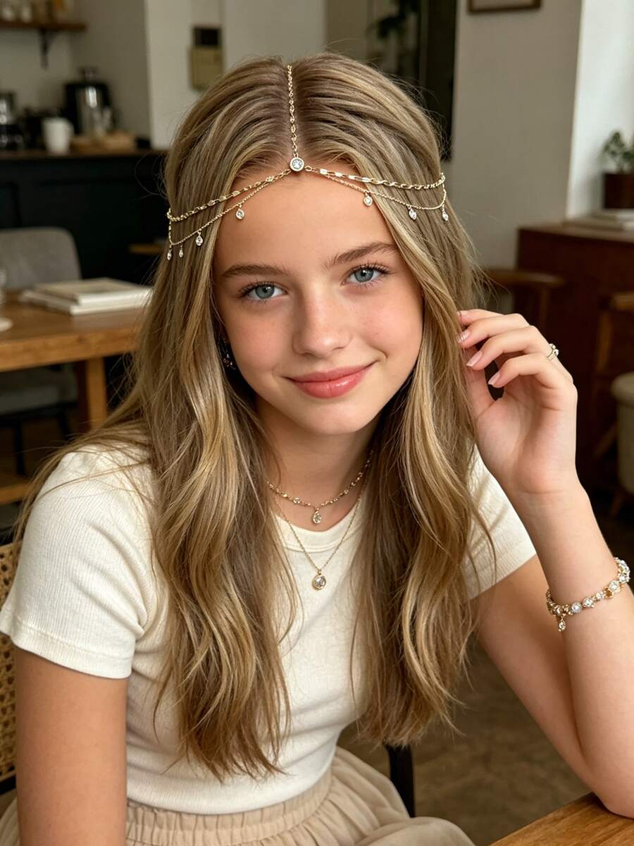 Luxury Headchain, Fashionable Bohemian Style Wedding Headpiece, Gold Headpiece, Girl Jewelry