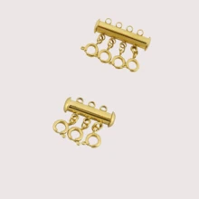 Juego de cierres deslizantes de 3 tamaños, conector de tubo multifilamento, accesorio para hacer joyas para collares y pulseras multicapa (Plata+Oro) - Multicolor - Ver 16