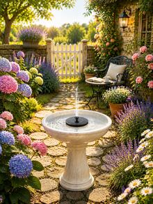Solar Powered Water Fountain - Battery-Free - Solar Fountain With Multiple Spray Modes, Suitable For Pond/Swimming Pool/Bird Bath/Garden, Available In 1W/1.4W (13cm/16cm) - 圓盤款 - 查看 1