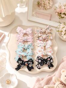 10 piezas/set Pasadores de pelo con flores de primavera y verano, estampados de flores frescas, adecuados para viajes y vacaciones - Multicolor - Ver 1