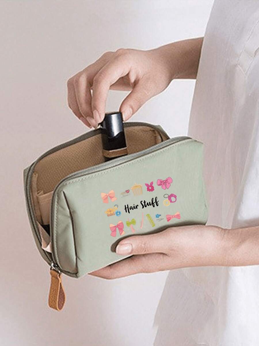 女款可愛美妝護膚旅行收納包 - 輕量可折疊化妝品與盥洗用品包附拉鍊,輕量可折疊收納包,女款便攜旅行盥洗包,口紅包,零錢包,大容量化妝品收納包適用於日常使用、SPA、度假 - 送禮級護膚日常必需品,母親節禮物,生日禮物 - 彩色 - 查看 1