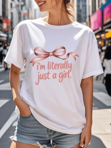 A Bright Pink Ribbon Symbolizes Sweetness And Feminine Confidence, Accompanied By A Phrase That Expresses Authenticity And Simplicity. This Modern, Casual Women's T-Shirt Is Comfortable And Attractive For Everyday Wear. - 白色 - 查看 6