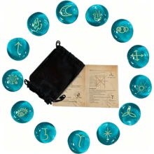 KIKOWHY Colorful Glass Mystical Symbol Set, Includes Colored Glass Symbols, Cloth Bag, Box, Instructions, Suitable For Special Occasion Decor, Game Props, Birthday Gifts, Collection - Multicolor - View 15