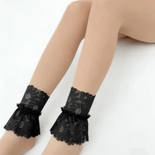 2/4 Lapisan Ganda Ruffle Lace Ankle Decor, Sweet Floral Sheer Leg Sleeves, Lolita Style Women's Black/White Lace Leg Rings, Ruffle Floral Ankle Leg Warmers, Decorative Foot Wraps Suitable For JK Uniforms And Dresses - MultiWarna - View 12