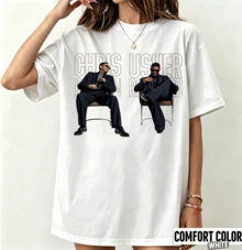 Comfortable Urban R&B Style T-Shirt, Perfect For Everyday Wear, Going Out, Or Smart Casual Outfits. Features A Design Of  And Usher In Suits On A White Background, For A Modern And Authentic Look. Unisex T-Shirt - White - View 1