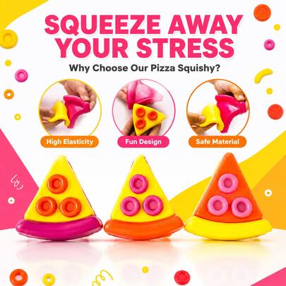 Dopamine Color Pizza Squishy Squeeze Toy, Elastic & Slow Rebound Stress Relief Ball, Office Desk Fidget Toy For Instant Mood Boost