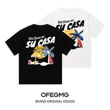 Boy Camiseta De Manga Corta De AlgodóN Puro Con Estampado NavideñO Estilo Americano, Camiseta De Verano Para Hombre De Corte Holgado Y Manga Tres Cuartos De Peso Pesado. - Negro - Ver 7