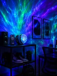 1pc [LED Ambience Light] Round Desktop Aurora Projection Lamp, Blue Green Purple Multi-Color Lighting Effects, Suitable For Living Room, Gaming Room, Home Theater, Party - Multicolor - View 3