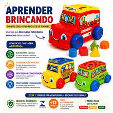 Brinquedo Interativo Educativo Ônibus com Encaixe de Formas - Verde - Visão 2
