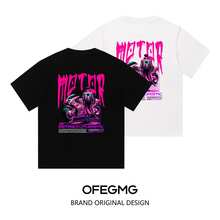 Boy Camiseta De Manga Corta Con Estampado Cyberpunk Americano Para Hombre Y Mujer, Corte Holgado Con Efecto Drapeado, Prenda De Moda. - Blanco - Ver 7