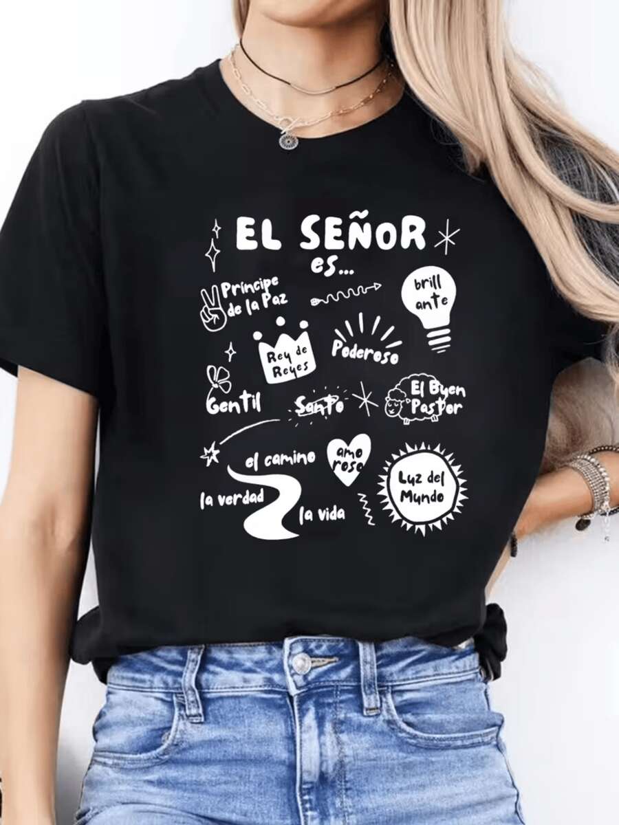 Positive Symbols Representing Peace, Power, Love, Truth, And Light Of The World With Inspiring Messages To Convey Hope And Joy. Comfortable Casual Women's T-Shirt For Everyday Wear. - 黑色 - 查看 1