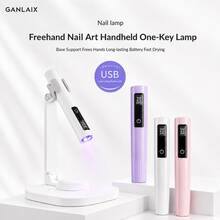 GANLAIX 便攜式迷你 LED 美甲燈,UV LED 美甲烘乾燈,免手持桌面式 UV LED 美甲燈附支架,適合旅行與居家美甲,粉色/白色 - 彩色 - 查看 8