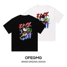 Boy Camiseta De Manga Corta Holgada, VersáTil, Informal Y Moderna Para Hombre, Con Estampado Americano De Banda De Rock Y Gato. - Blanco - Ver 3