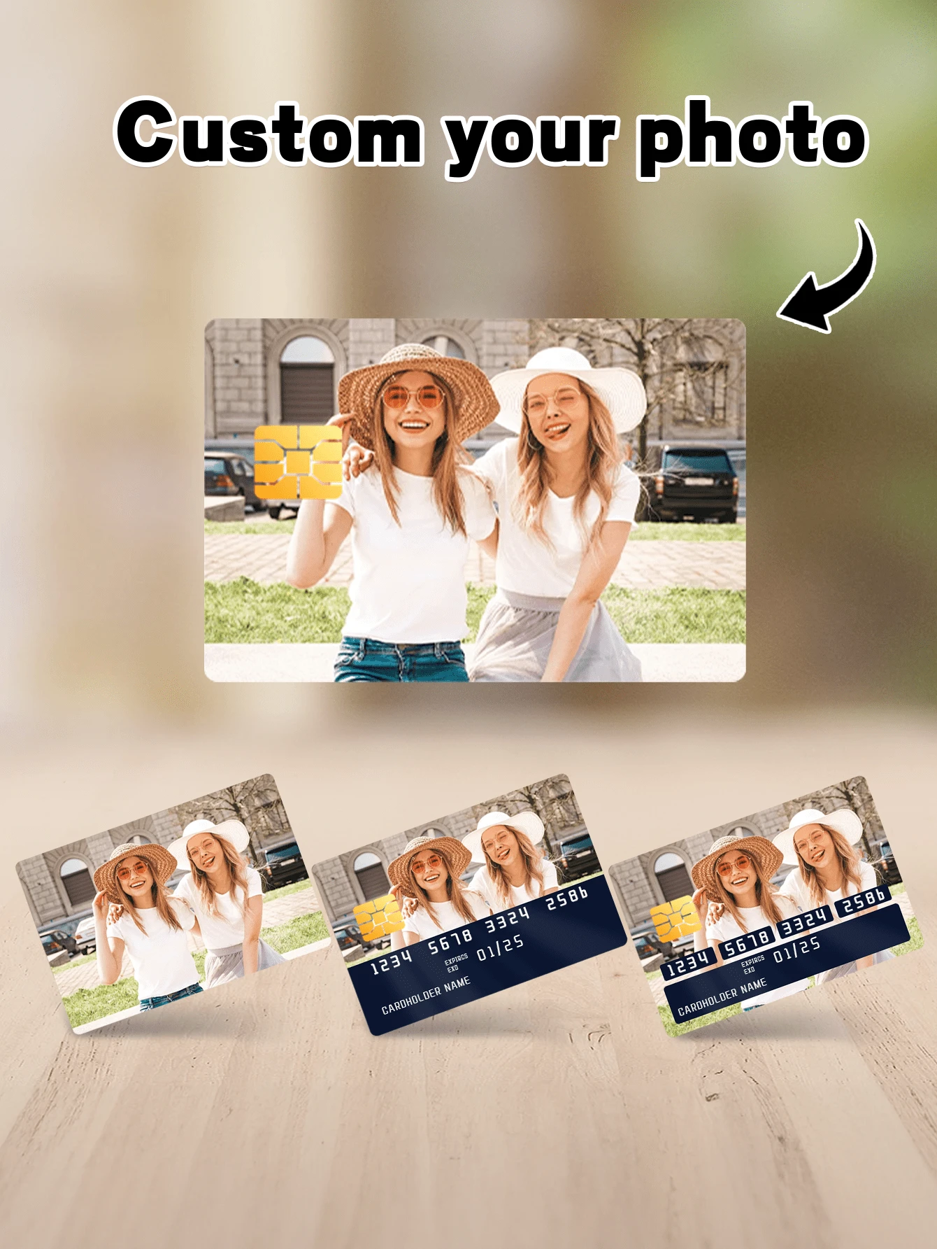 Pegatinas personalizables de tarjeta de banco con foto, película protectora decorativa creativa DIY para tarjeta de crédito/débito, pegatinas personalizadas de tarjeta con foto, pegatinas decorativas DIY de diseño de foto para tarjeta de crédito - Multicolor - Ver 1