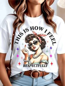 Figura de mujer vintage con actitud segura y gesto audaz rodeada de destellos coloridos que reflejan fuerza independencia y elegancia camiseta de mujer casual moderna y cómoda para uso diario - Blanco - Ver 8