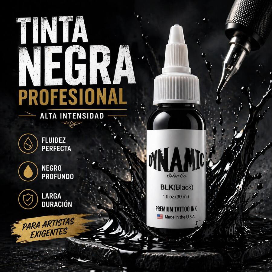 DYNAMIC COLOR CO 1 Oz Bottle Of Black Tattoo Ink - Black and White - View 1