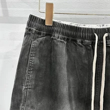 RO風 ウォッシュドハーフパンツ ダメージ加工 サイドスリット - ブラック - チェックする 5