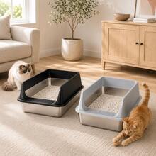 Stainless Steel Litter Box, Metal Litter Boxs With Lid High Sides, XL Extra Large Litter Box For Big Cats, Never Absorbs Odors, Leak-Proof, Stain-Free, Rust-Free, Easy To Clean,Cat Stuff, Cat Accesorries, Pet Supplies - XL - View 1